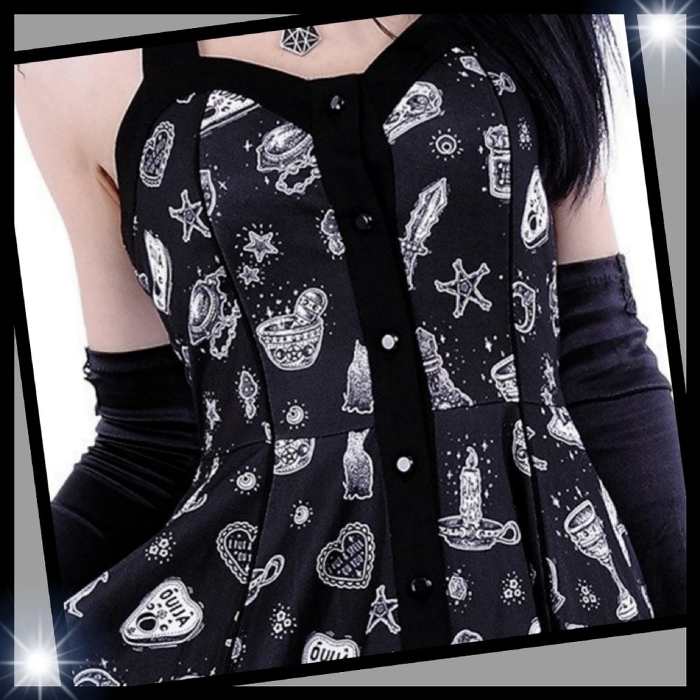 Nugoth magic print, 50' style "WITCHY DRESS" M & L - Picture 2 of 3